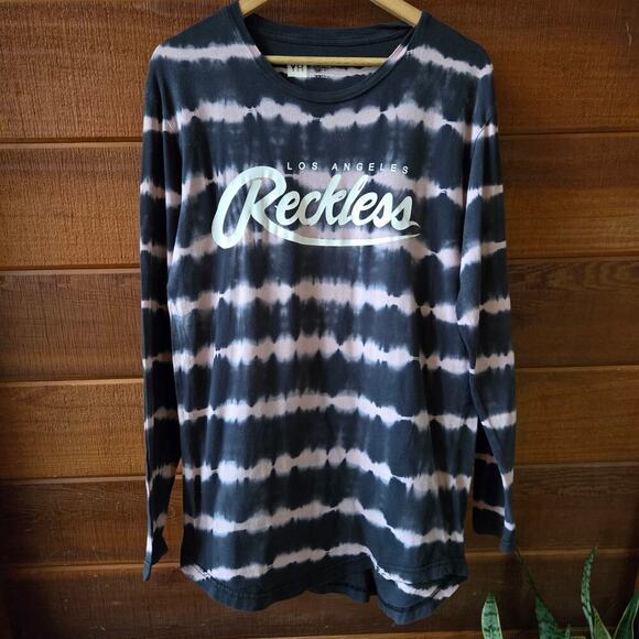 Los Angeles Reckless Womens Tie-Dye Stripe Logo T-Shirt Size M Streetwear - Picture 1 of 9